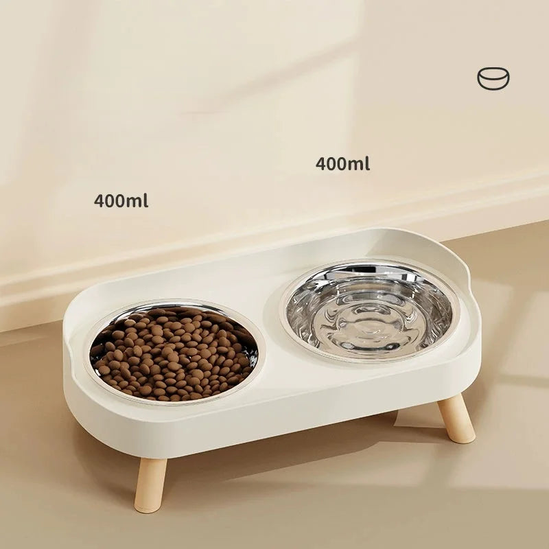 NEW Arrivals 4 Colors Cat Bowl Stainless Steel Double Bowl Anti Knock Pet Bowl Water and Food Integrated Cat and Dog Bowl Protects Cervical Spine