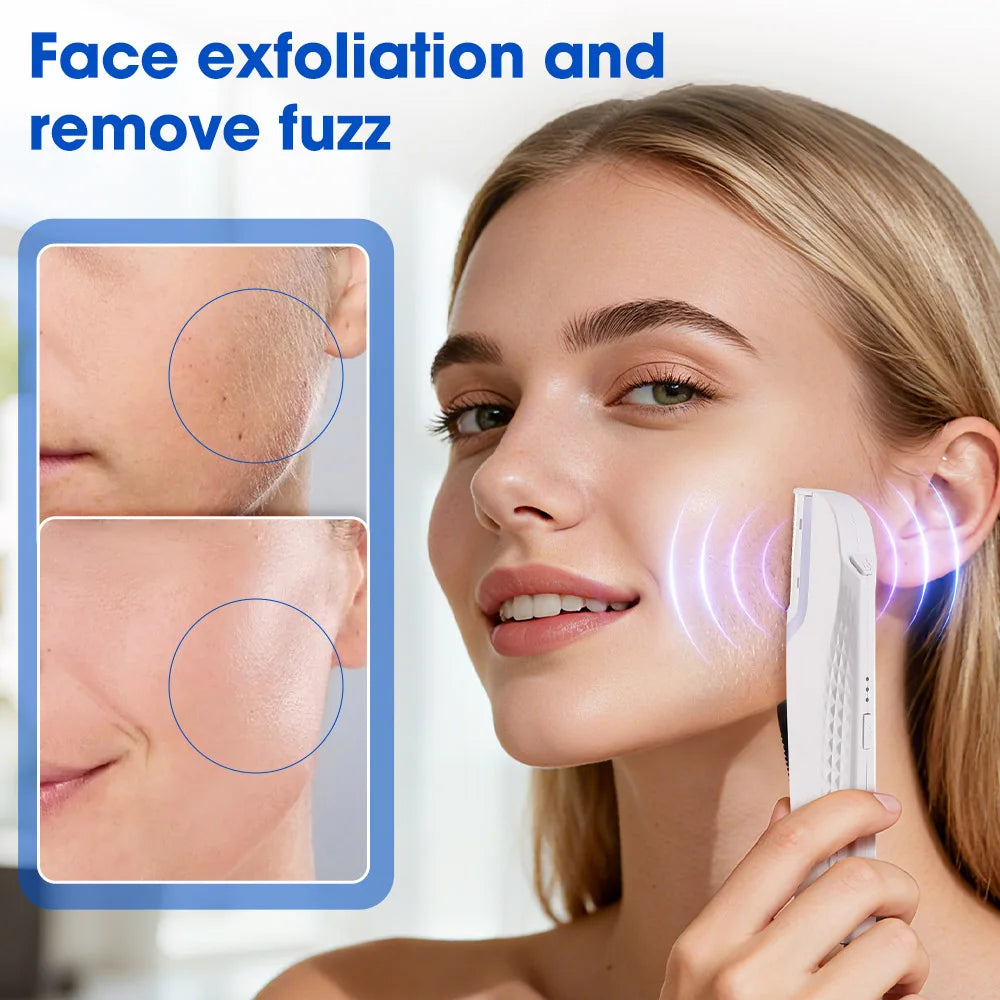 NEW Arrivals Women's Sonic Rechargeable Dermaplane Razor with Light 6 Replaceable Blades Facial Exfoliation Hair And Fuzz Removal Tool Women Skin Care Supplies