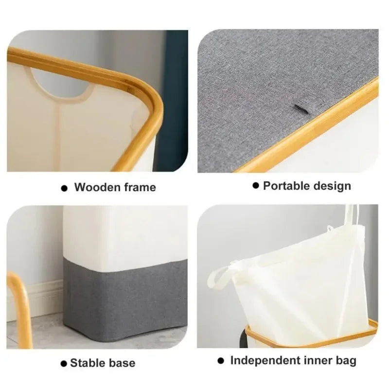 Laundry Hamper Large Capacity 105L Collapsible with Lid And Handle Clothes Basket with Removable Inner Bag Home Organization