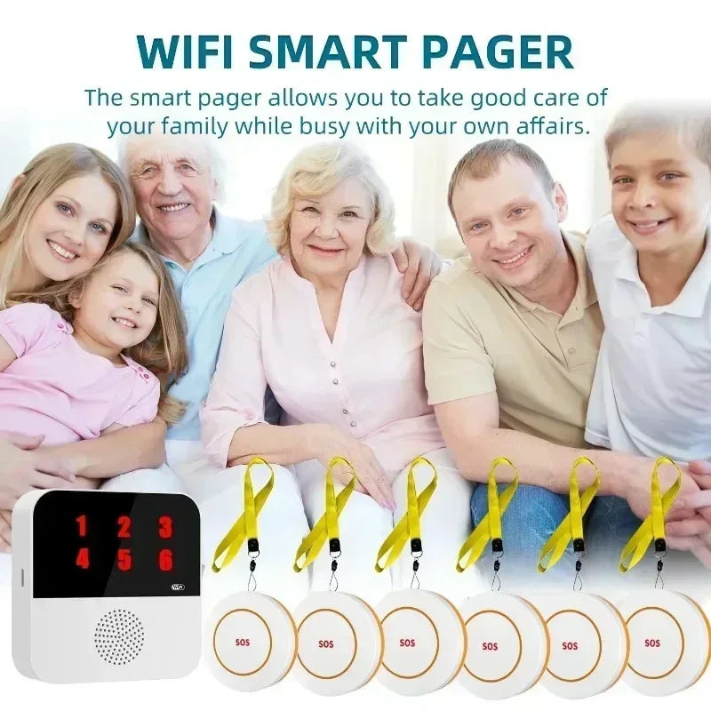 4/6PCS Set TUYA App Control Seniors WI-FI Button Wireless Caregiver Pager Elderly SOS Alarm Senior Elderly Emergency Alarm For Patients Elderly At Home