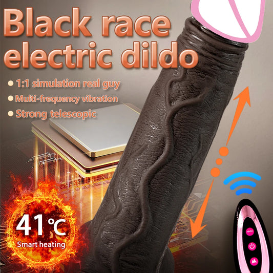 Adult Black Penis Wireless Vibrator Telescopic Dildos For Women Big Dildo Vibrator Heating Skin Feeling Dick Realistic Penis Silicone