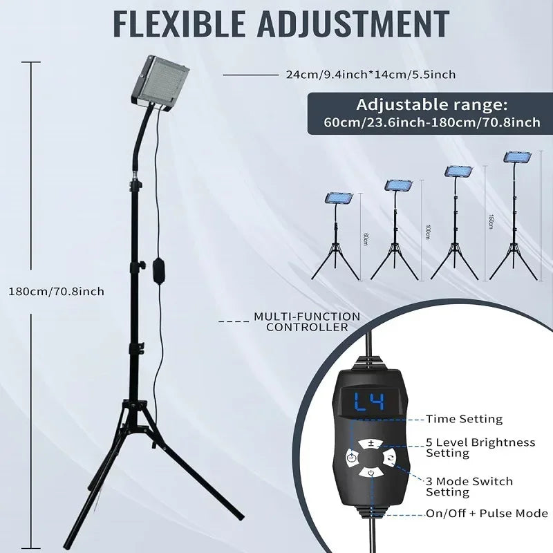 Ultraviolet Tanning Lamp 50W Tripod Solarium Lamp 460nm&480nm for Tanning Full Body 48 PCS Blue Light Lamp Wavelength Skin Care Supplies