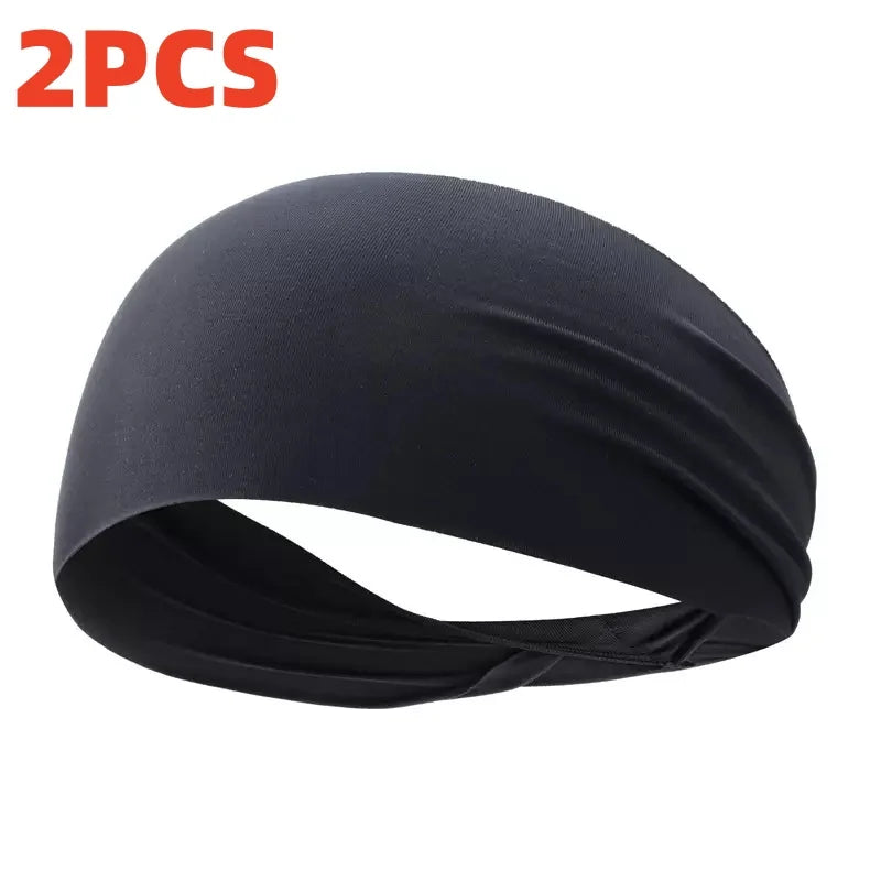 5 PCS Set Women/Men Sports Headband Outdoor Running Fitness Sweatband Elastic Absorbent Sweat Cycling Jog Tennis Yoga Gym Head Band Hair Bandage Sports Accessories