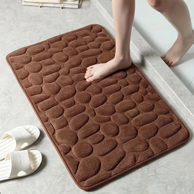 3D Memory Foam 40x60CM 50X80CM Thickened Bathroom Foot Massage Mat Fiber Carpet, Bathroom Kitchen Living Room Anti Slip Mat, Pebble Floor Mat, Household Non-Slip Entry Mat ﻿Bathroom Accessories