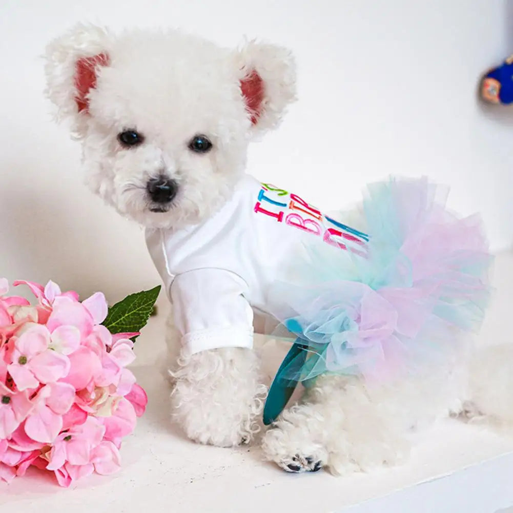 Pet Tulle Dress Pet Puppy Dog Birthday Princess Dress Pet Supplies Dress for Pets Dog Clothing