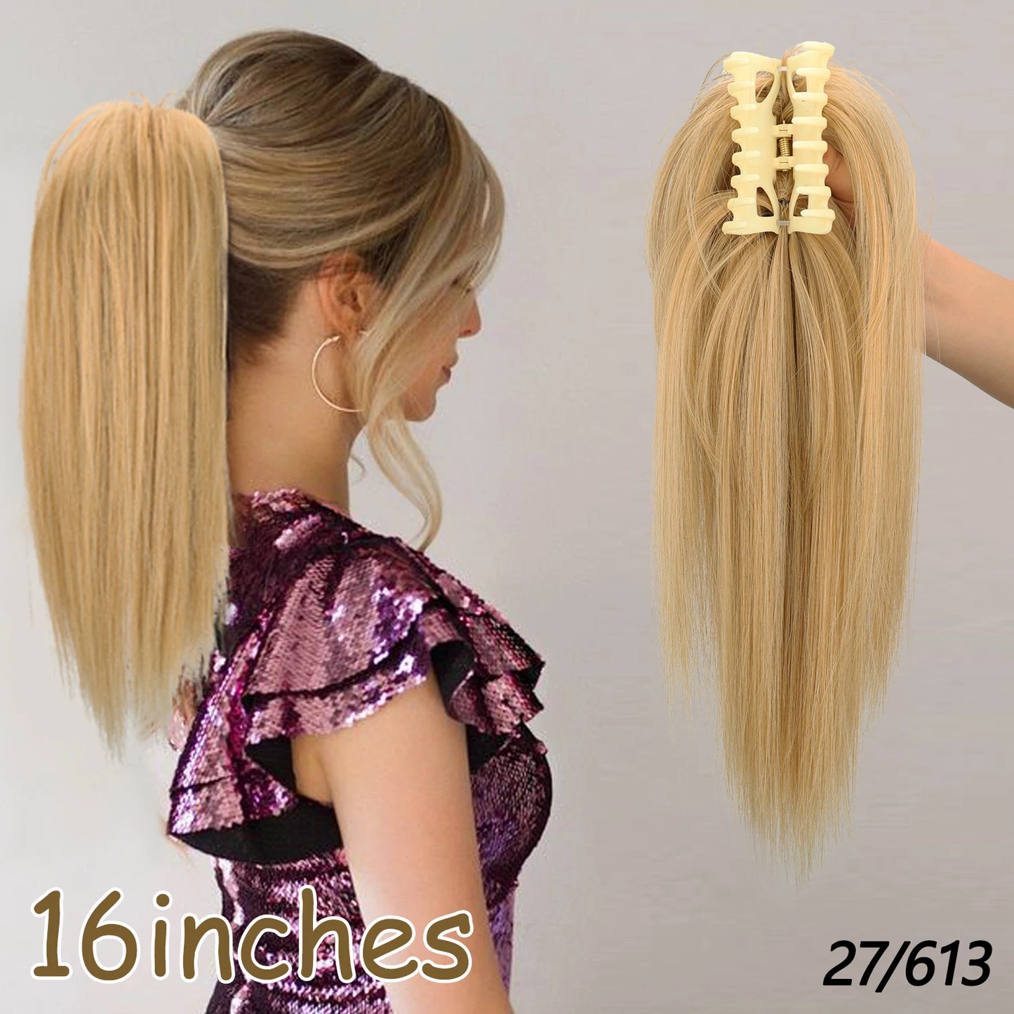 NEW  Synthetic Long Straight Wrap Around Clip In Ponytail Hair Extension Can Be Permed Heat Resistant Pony Tail Fake Hair