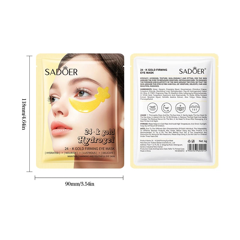 NEW 20PCS Set 24K Gold Crystal Collagen Eye Mask Anti Wrinkle Dark Circles Moisturizing Anti wrinkle Anti-Aging Eye Patches Women Beauty Salon Spa Accessories Korean Skin Care Products