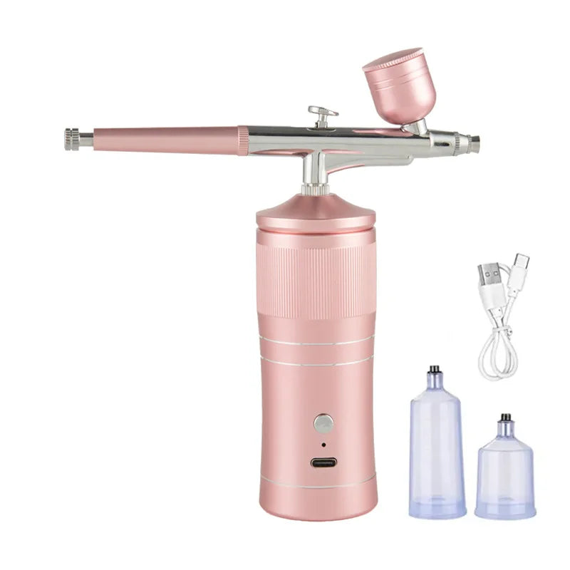 Full Set Rechargeable Wireless Airbrush Compressor Kit Air Brush Paint Sprayer Gun Water Oxygen Deep Hydrating Machine for Nail Art Tattoo Makeup Cosmetic Sets