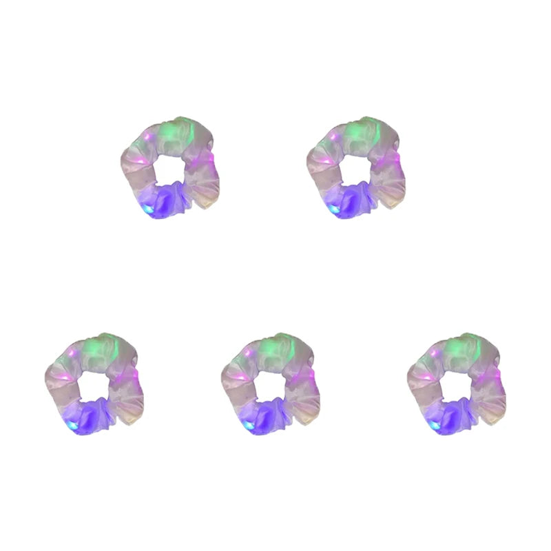 1/10/20 PCS Set LED Luminous Earrings Scrunchies Glowing Hairband Girl Light Up Hair Scrunchy Rave Festival Party Night Clubwear Headwear Supplies Hair Accessories