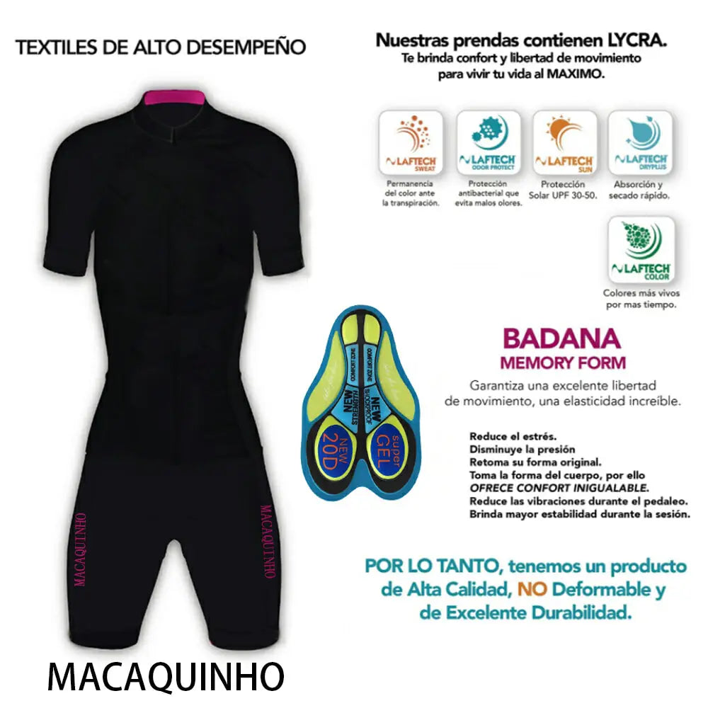 Red Cycling Jumpsuit With Skirt Long Sleeve Women's Bike Clothing Free Shipping Products Brazil Macaquinho Ciclismo