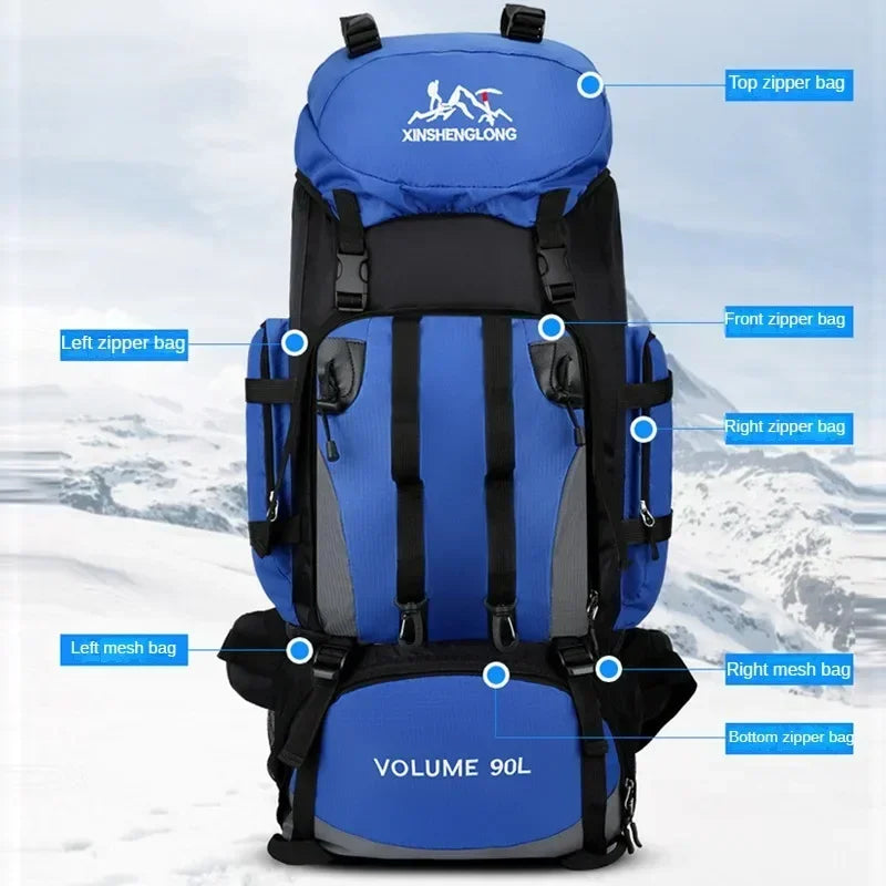 90L Waterproof Hiking Camping Backpack Trekking Bag Rucksack Large Capacity Travel Outdoor Sports Bags Camping Equipment