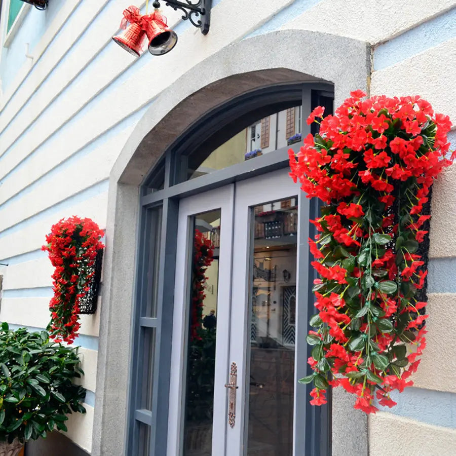 2PCS Artificial Violet Hanging Flower Vines Plastic Fake Flowers Wall Decor Plants Garland for Wedding Home Garden Decoration