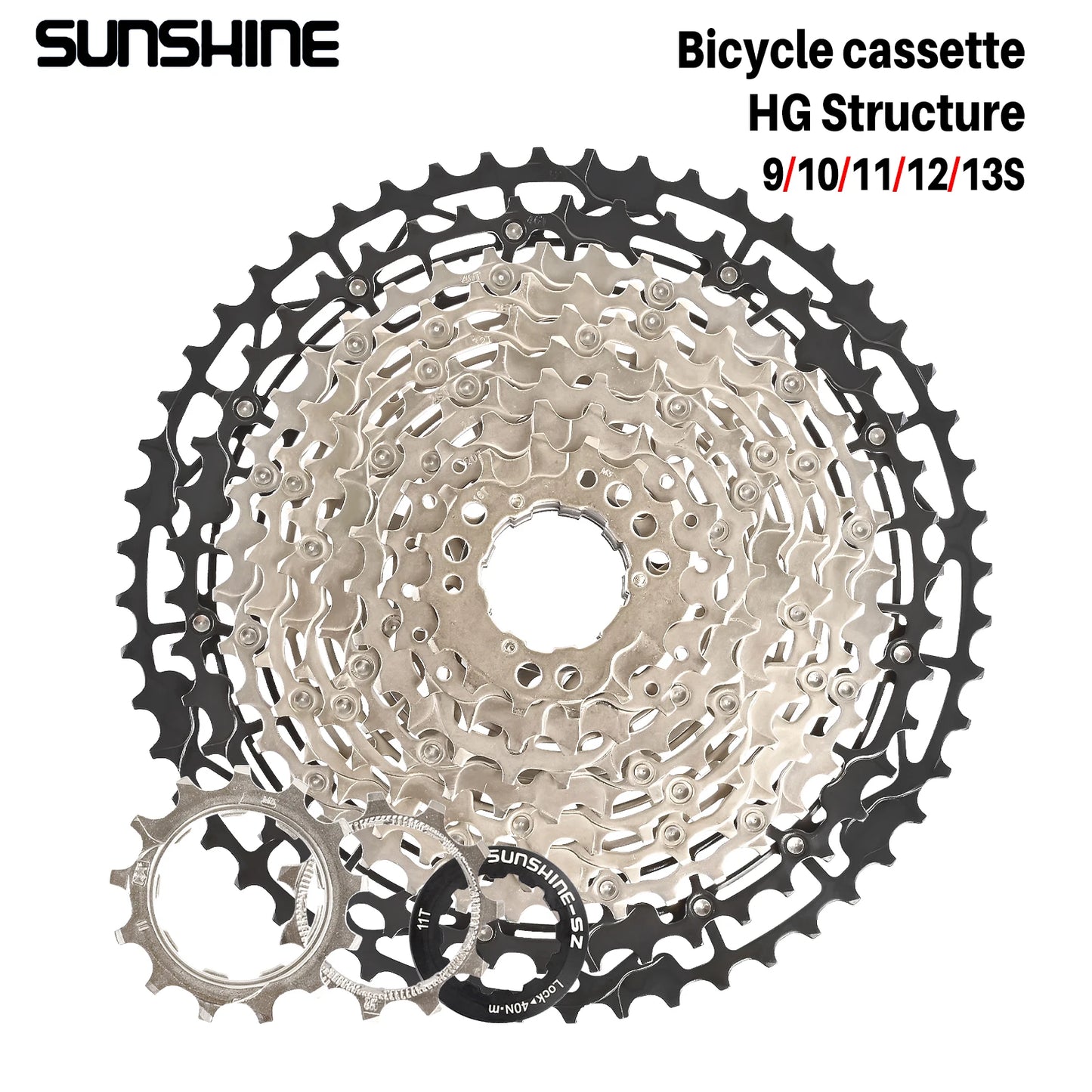 Ultralight Bicycle Cassette Freewheel Carbon Steel Material 9/10/11/12/13 Speed HG Structure Sprocket for Mountain Bike Bicycle Accessories Sports Supplies
