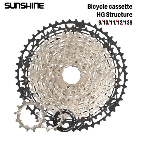 Ultralight Bicycle Cassette Freewheel Carbon Steel Material 9/10/11/12/13 Speed HG Structure Sprocket for Mountain Bike Bicycle Accessories Sports Supplies