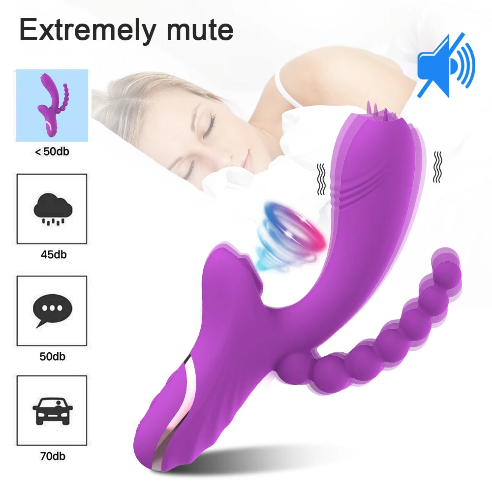 3 in 1 Powerful Female Clitoral Sucking Vibrator 10 Sucking Modes Clitoral Suction Cup Vacuum Stimulator Dildo Sex Toy Vibrator