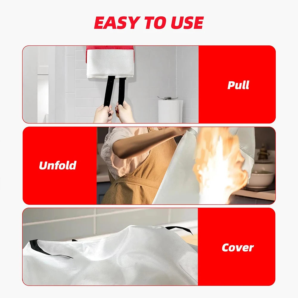 NEW 5PCS Set Portable Emergency Fire Blanket Retardant Fire Suppression Large Blanket Survival Shelter Safety Cover Fire Extinguisher Fireproof Mat Fire Products