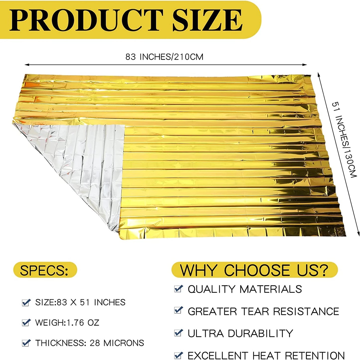 30 PCS Set 130*210cm Outdoor Emergency Gold-Sliver Survival Blanket 5-30pcWaterproof First Aid Rescue Curtain Foil Thermal Military Blanket