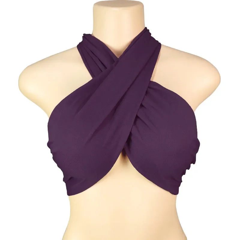 Multi-Colors Sexy Tank Top Cross Bandage Backless Sleeveless Halter Crop Tops Women Bare Midriff Camisole Female Tube Top Cropped Vest