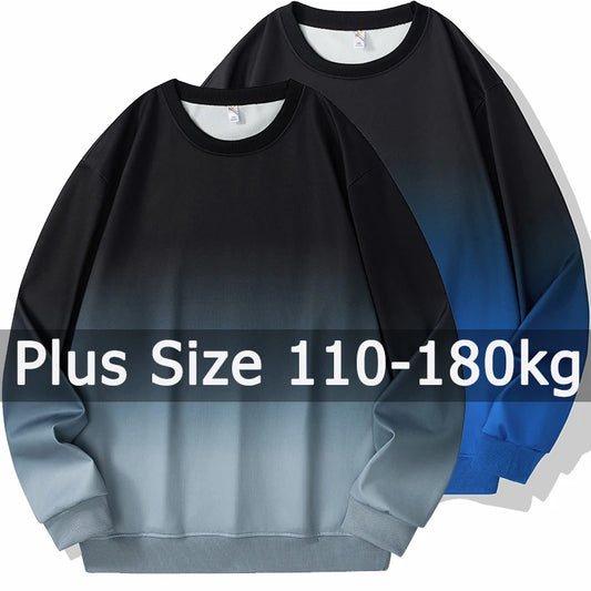 NEW Arrivals XL-7XL Plus Size Sweatshirt 110-180kg 5XL 6XL 7XL Gradient Loose Pullovers Long Sleeve T-Shirt Tee Oversized Tops Big Size Chubby Curvy Men Sports Clothing