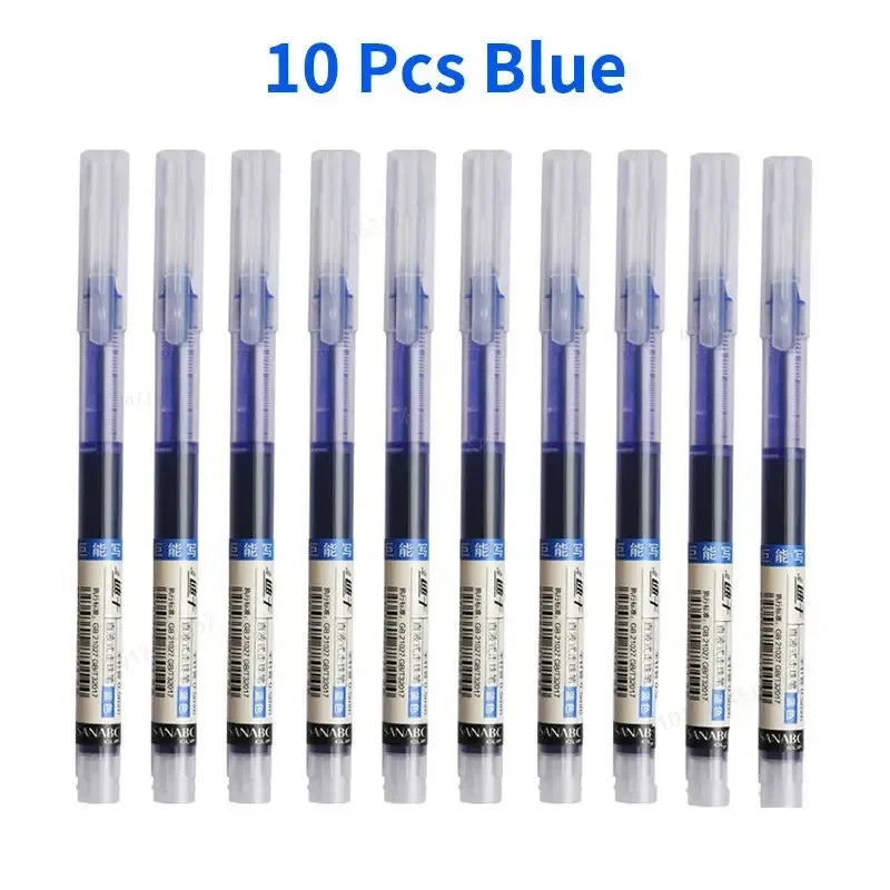 10Pcs/Set High Quality Needle Type Professional Gel Pens Straight Liquid Ballpoint Pen Kawaii Stationery School Office Supplies Writing Accessories
