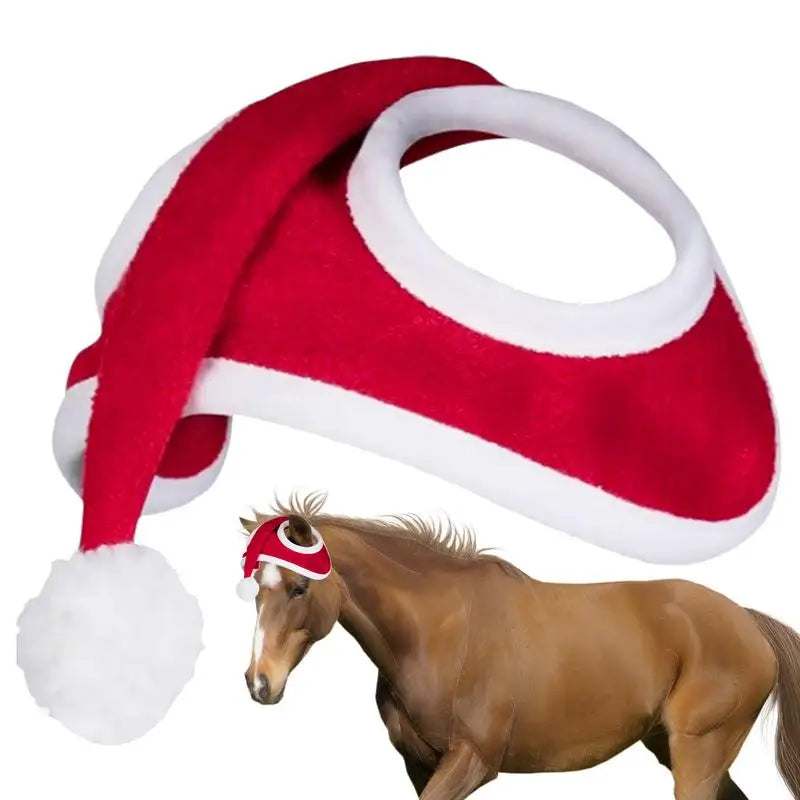 Horse Christmas Hats Holiday Decor Christmas Horse Hats Holiday Horse Equestrian Costume Accessories Headgear Hat Decorated With Pom-Poms