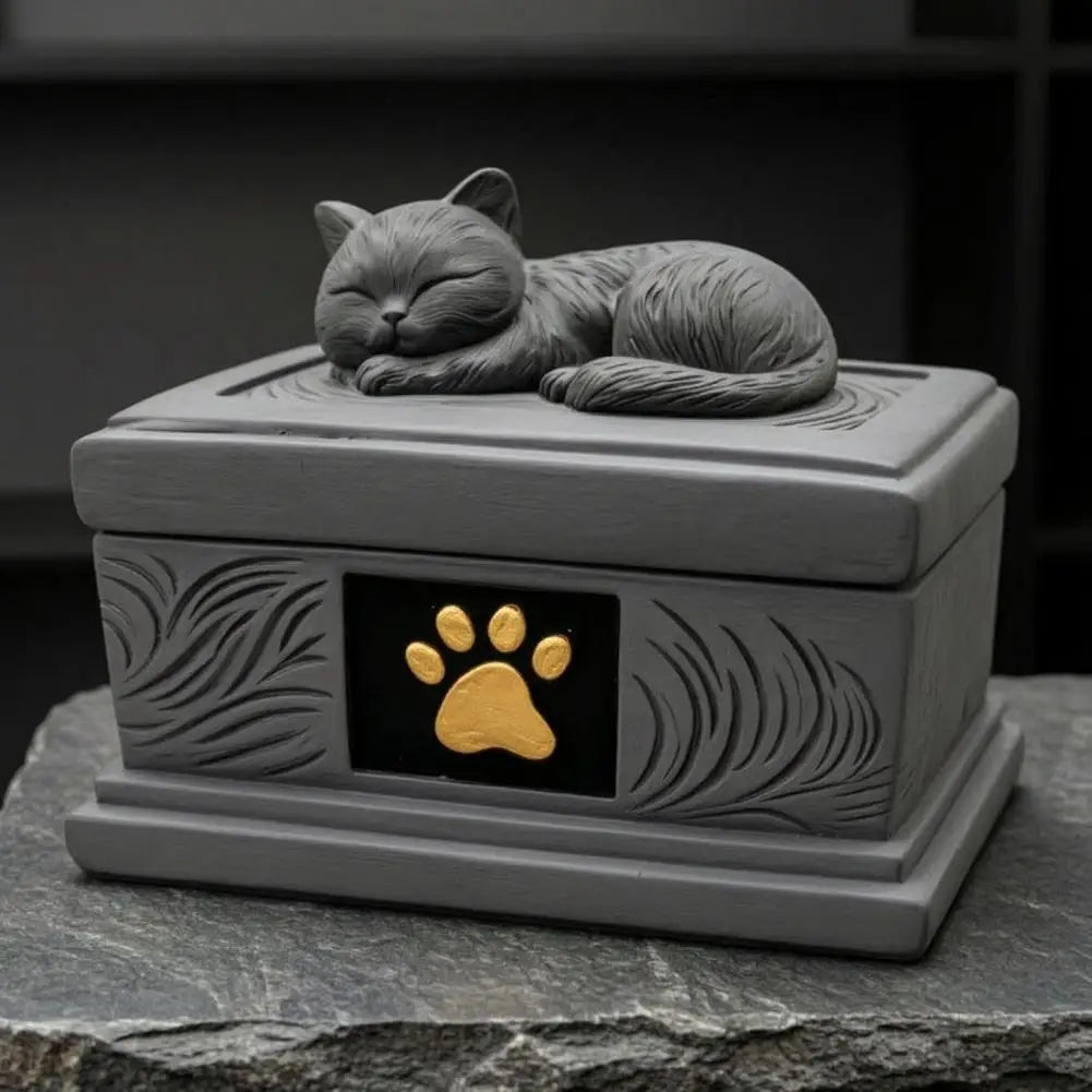 Pet Urn Sleeping Cat Pet Urn Memorial Cremation Keepsake Dog Cat Ash Holder Container Sympathy Gift for Pet Loss Remembrance