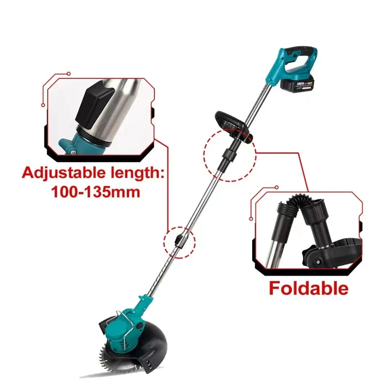 Cordless Lawn Mower Handheld Electric Grass Trimmer Adjustable Garden Tools For Makita 18V Battery