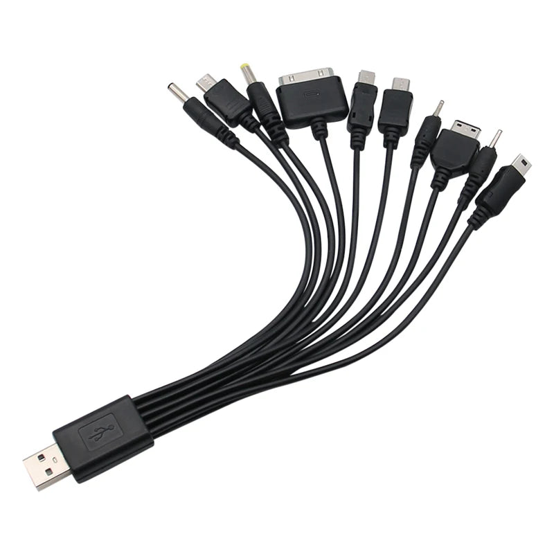 NEW Arrivals 10 In1 Set USB to Multi-Ports USB Cable Universal Phone Charging Cable Multi-head Charging Cable Cord For Samsung Nokia Phone Charger