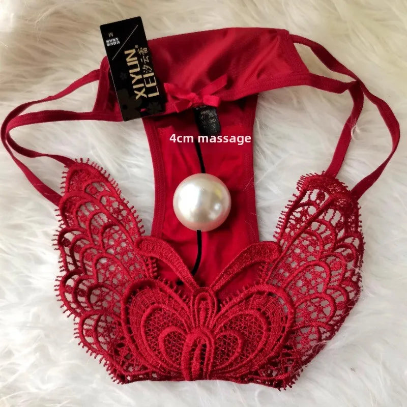 NEW Arrivals Pink/Black/Claret Color Pearl Panties, Enlarged Massage Beads, Sexy Thong, Tight Briefs Panties Women Sexy Hot  Crotchless  Thongs Women Sexy Underwear
