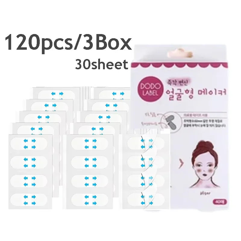 120PCS Set Sheets V Lift Face Sticker Invisible Makeup Adhesive Lift Face Tape Slim Patch Breathable Sticker Lifting Tighten Chin Women Cosmetic Supplies