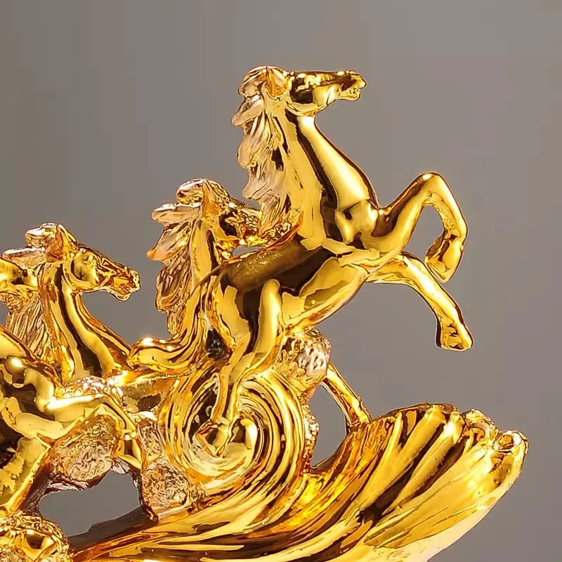 Home Decor Gold Eight Horses To Attract Wealth Ornament Living Room Decoration Ceramics Crafts Office Desktop Decoration