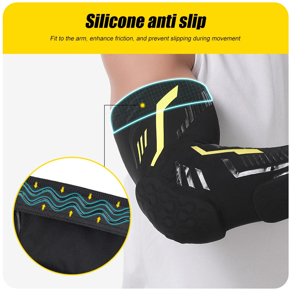 M-2XL Plus Size Professional Padded Arm Sleeves, Youth and Adult Elbow Forearm Crashproof Pads for Cycling Football Basketball Volleyball Soccer Women Men Sports Clothing Accessories