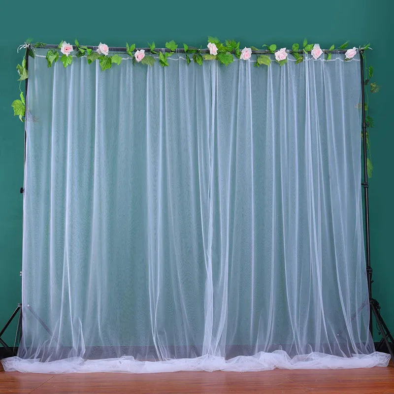 2 Panel 10x10FT White Backdrop Curtains With Lights for Party Wedding Arch Wrinkle Free Photo Background Baby Shower Decorations