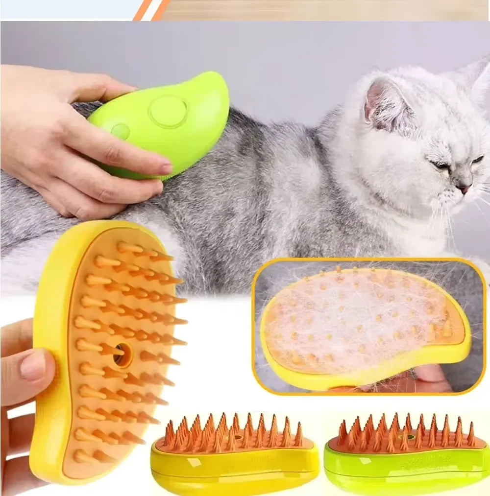 2 PCS Set 3-in-1 Electric Pet Steam Brush for Cats & Dogs, Electric Steamy Grooming Comb with Water Sprayer, Shedding & Massage Pet Hair Tools