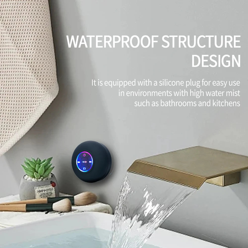 NEW Arrivals Portable Wireless Bluetooth Speaker LED Light IPX4 Waterproof Loudspeaker Outdoor Indoor Bathroom Large Suction Cup Stereo Sound Box