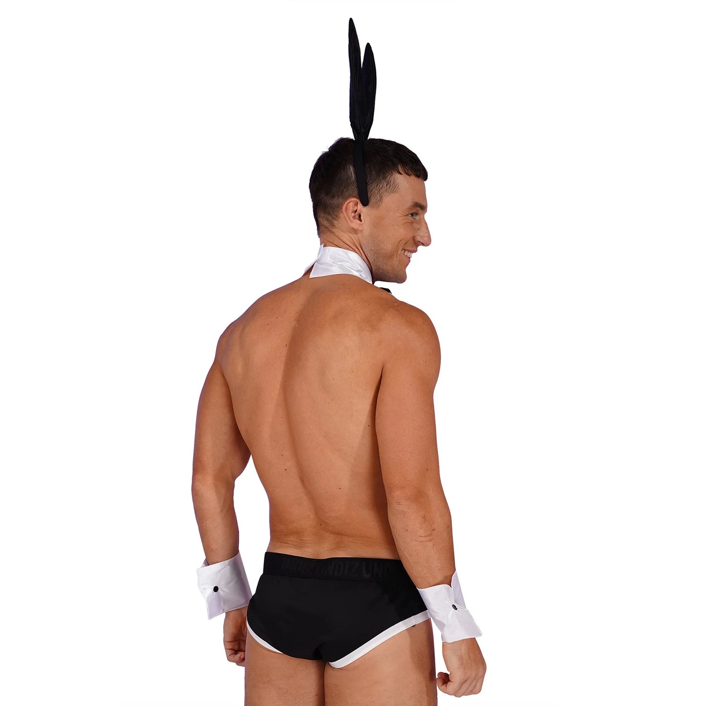 Men Gay Nightwear Tempting Sets Bowknot Briefs with Bunny Ears Headband Bowtie Collar And Cuffs Set for Lingerie Role Play Costumes Supplies Gay Sexy Fashion Clothing Products