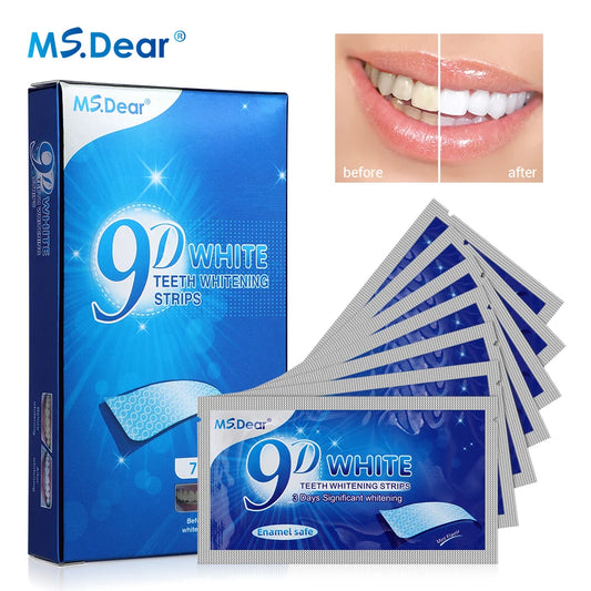 28-37-70 Pairs Set 9D Gel Teeth Whitening Strip White Tooth Dental Kit Oral Hygiene Care Strip False Teeth Veneers Whitening Gel Mint Scented Fresh Breath and Charming Smile
