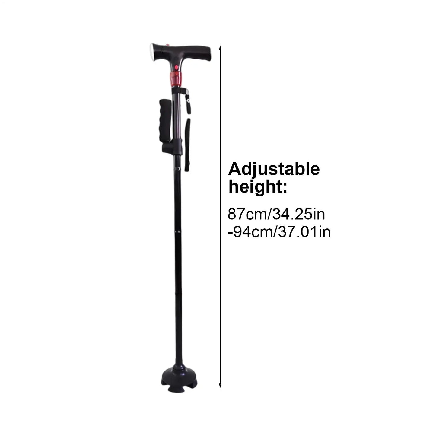 Collapsible Telescopic Anti Slip Smart Cane Elder Cane LED Lights With Emergency SOS Alarm Walking Trusty Sticks Elder Crutches For Mothers The Elder Outdoor Night Hiking Travel Hospital