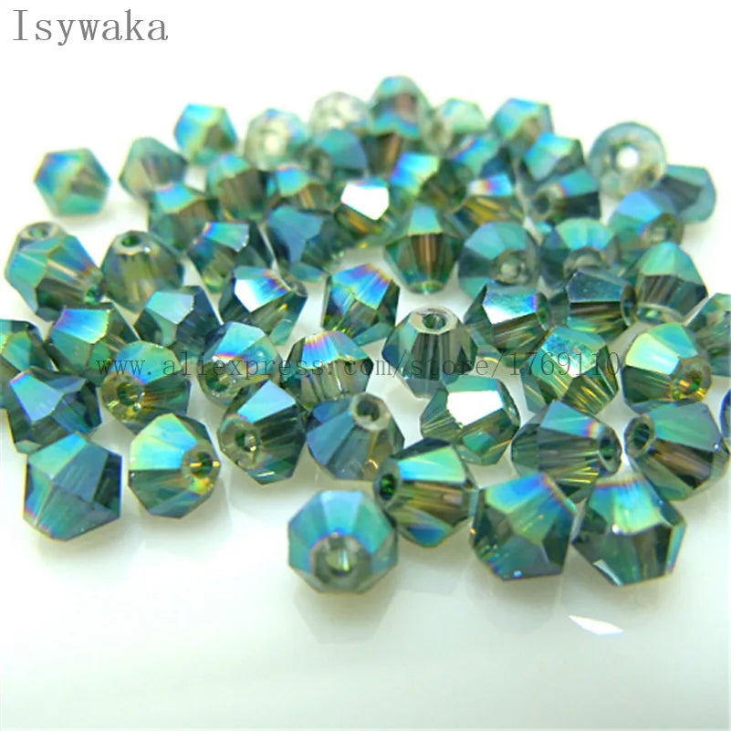 33 Colors 100 PCS Set Blue Multicolor 4mm Bicone Austria Crystal Beads Charm Glass Beads Loose Spacer Bead for DIY Jewelry Making Apparel Accessories Tools Set