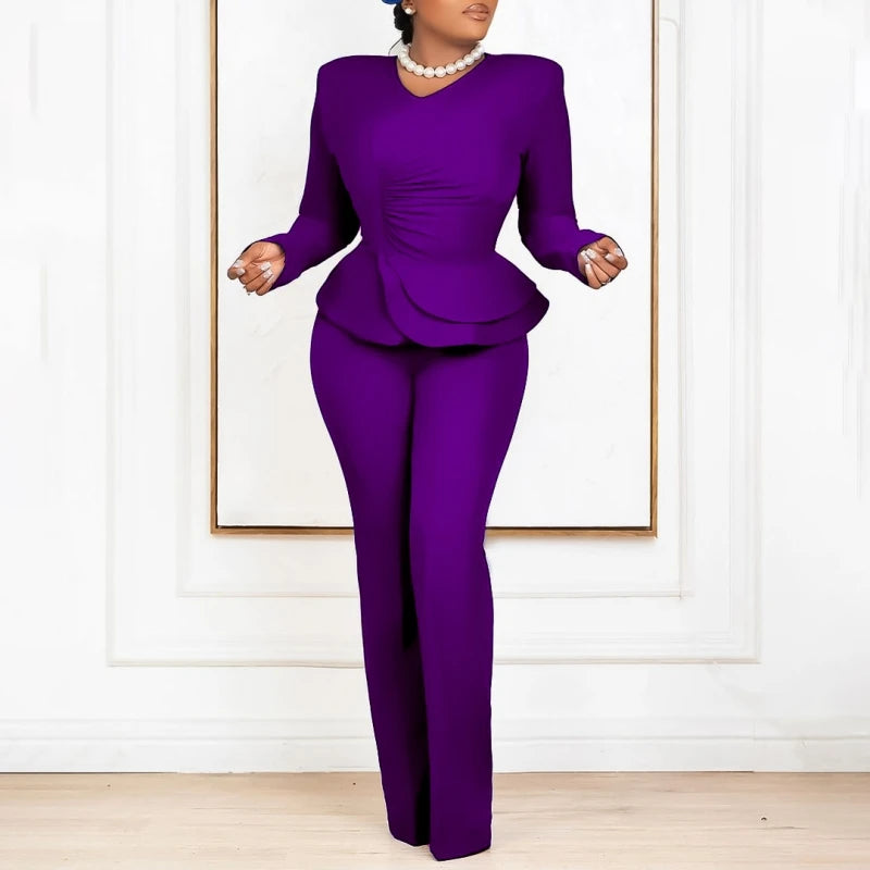 NEW Arrivals 2PCS Set Plus Size 4 Colors African Women Sets Spring Autumn Matching Sets Top And Pants Suits Outfits Ladies Luxury Fashion Clothing Supplies