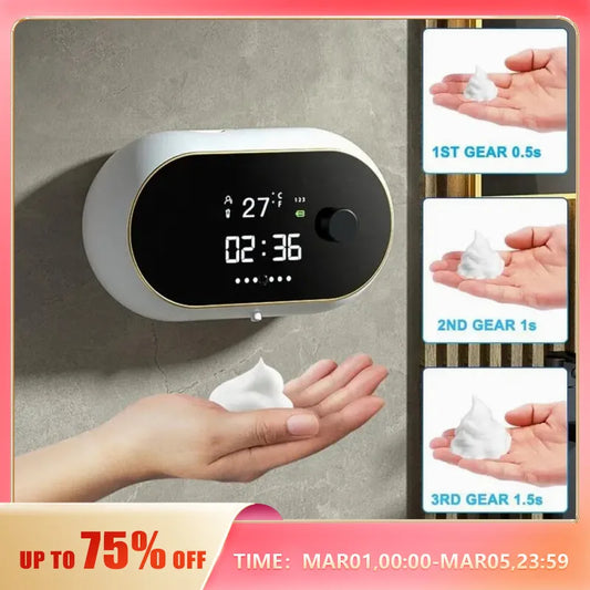 Creative Liquid Foam Soap Dispensers Time Temperature Display Human Body Induction Hand Wash Waterproof Automatic Soap Dispenser