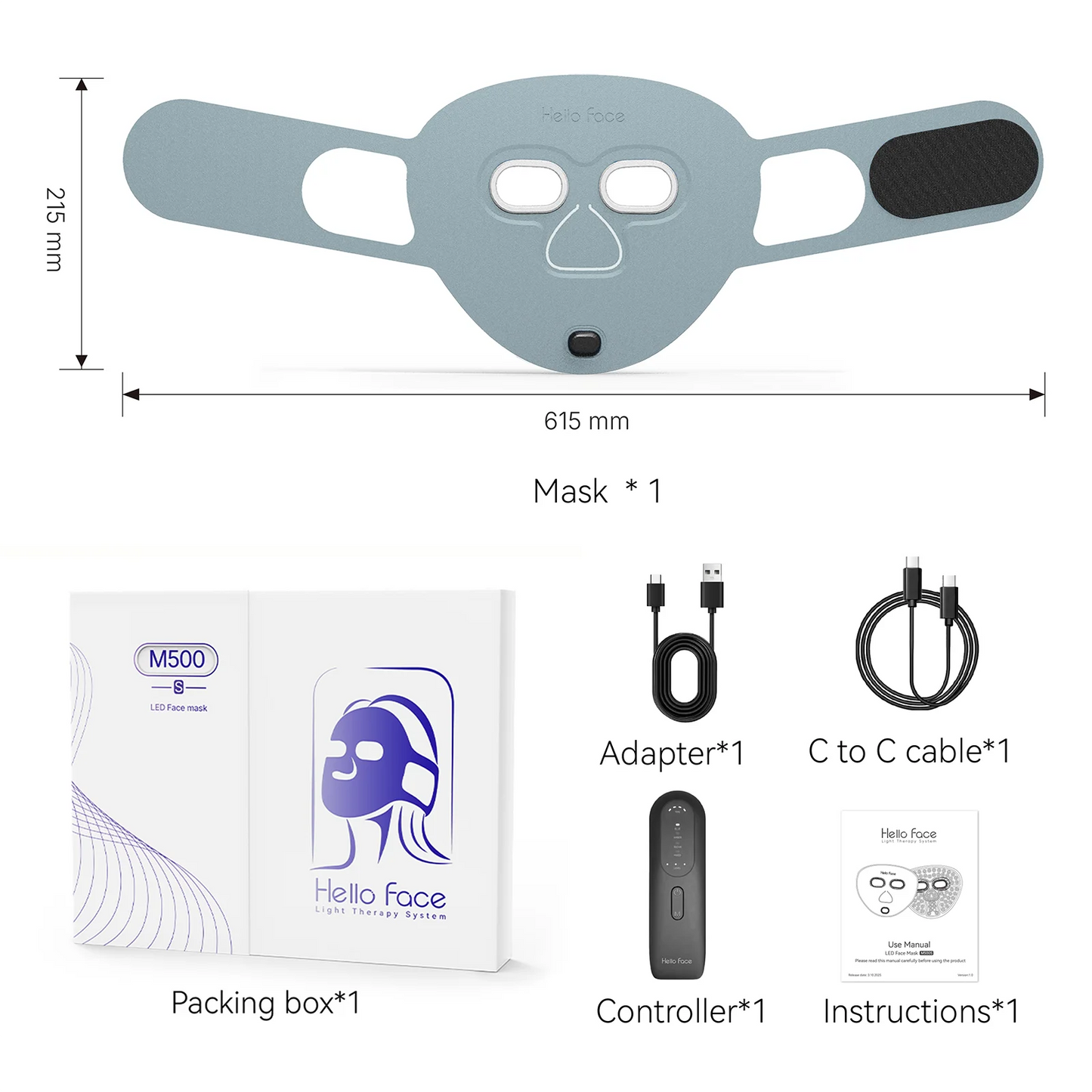 Ultra-Light Red Light Therapy Photon Mask Hello New Face M500S LED Near-Infrared Light Therapy Facial Mask Professional Face Care Women Skin Care Accessories