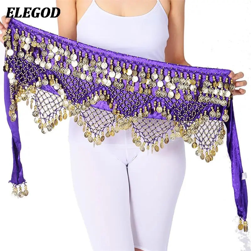 NEW Luxury Women Belly Dance Waist Belt Skirt Adult Sexy Indian Dance Hip Wrap Waist Chain Oriental Lady Belly Dance Hip Scarf Velvet Skirt