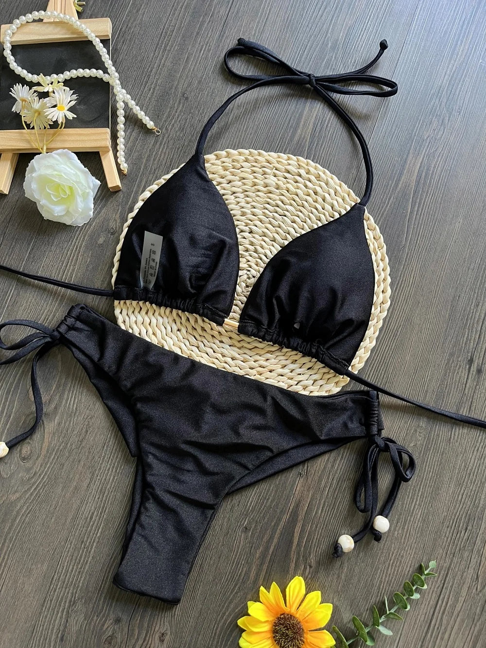 Sexy Braiding rope Bandage Bikini Set Women's Swimsuit Two-piece Triangle Swimwear Bathing Suit Brazilian Biquinis