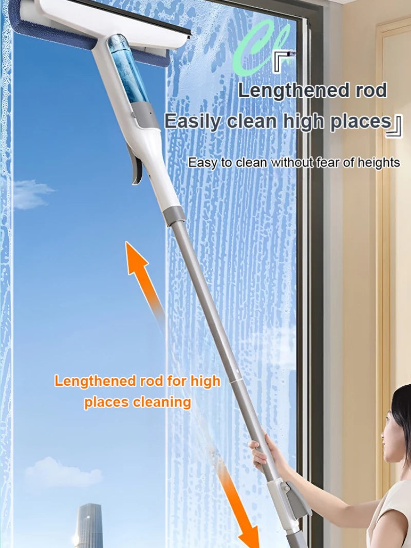 Upgraded Cutting-Edge High Pressure Misting Glass Cleaner and Water Scraper Combo Window Scrub Glass Doors Cleaner Home Office Cleaning Supplies