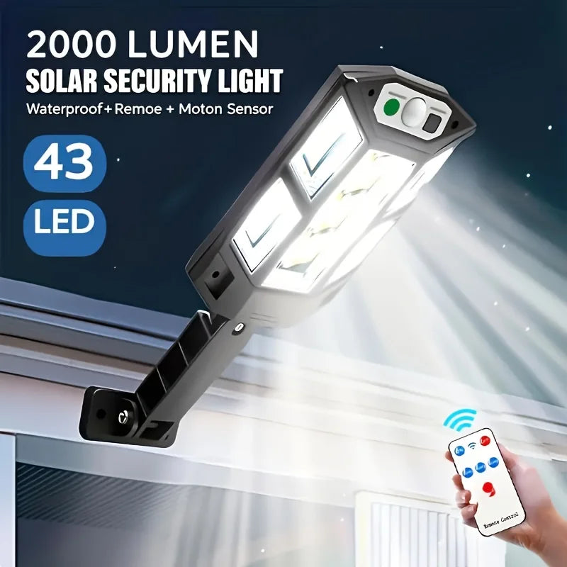 2000LM Solar 43/55 LED Lights Outdoor Solar Lamp of Motion Sensor 3 Modes Waterproof IP65 Solar Garden Light Street Yard Lantern