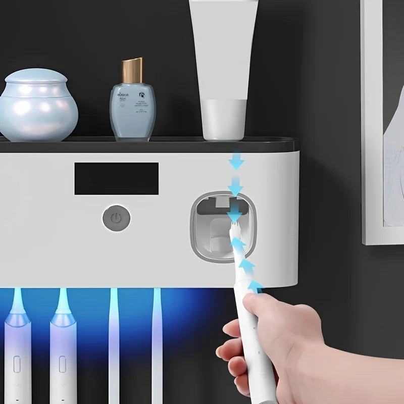 Intelligent UV Toothbrush Sterilizer with Automatic Toothpaste Dispenser - Wall Mounted, Space Saving, Advanced UV Sterilization