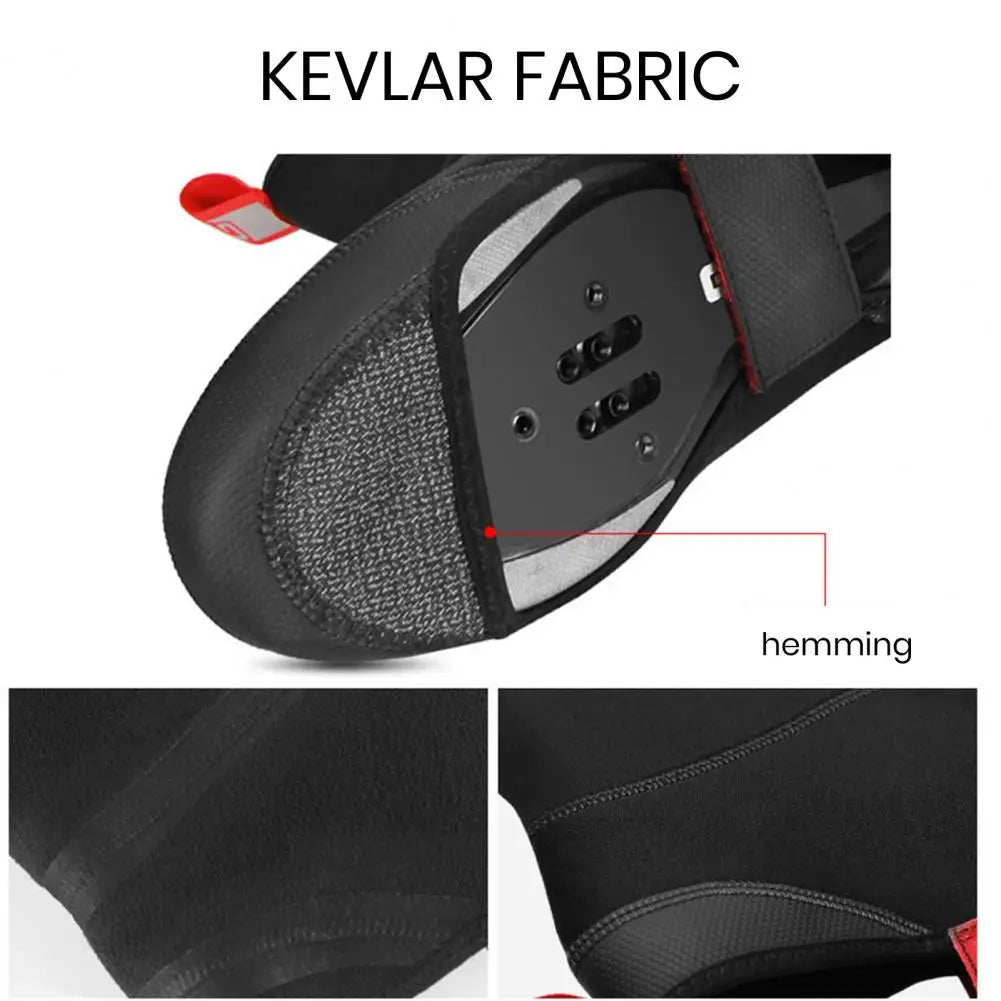 NEW Arrivals S-2XL High Quality Insulated Cycling Overshoes Waterproof Kevlar Fabric Cycling Shoe Covers with Plush Lining Fasten Tape for Road Mountain Biking Windproof Cycling Footwear Accessories Sports Supplies