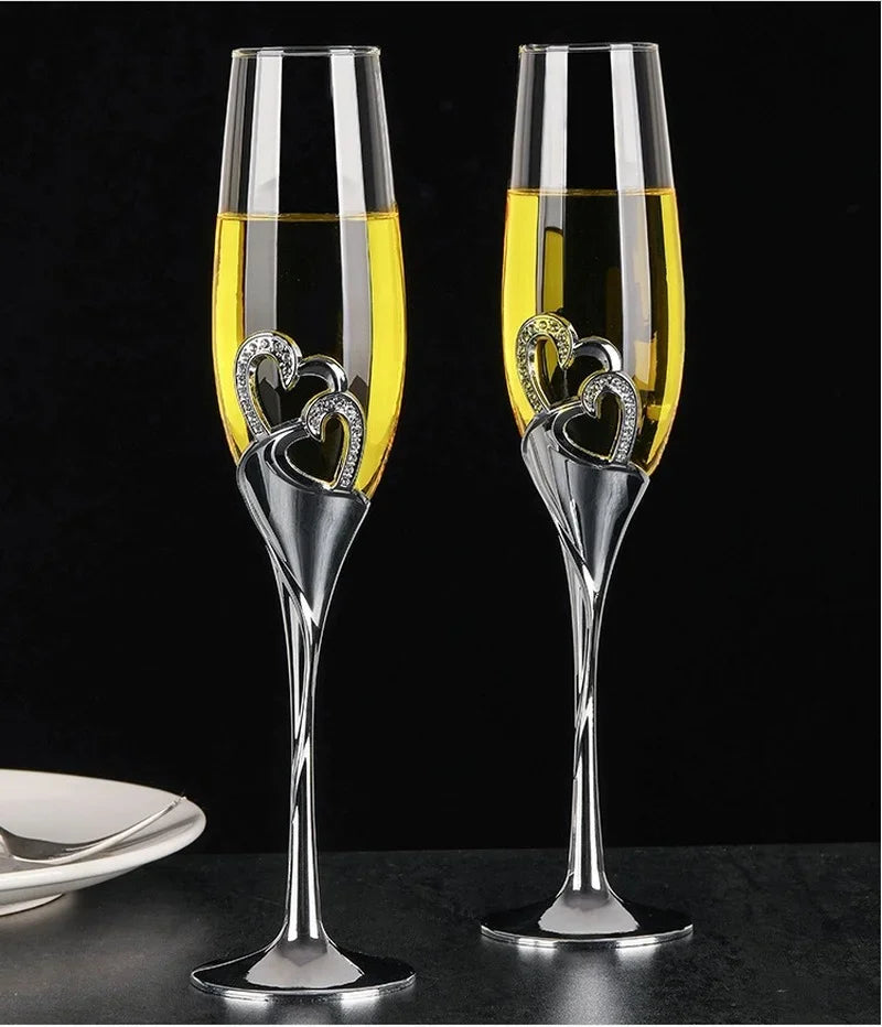 2 PCS Set 400ML Crystal Bubble Champagne Glass Red Wine Cup Set Wedding Luxury Gifts Transparent Porcelain Glass High Foot Red Wine Glasses