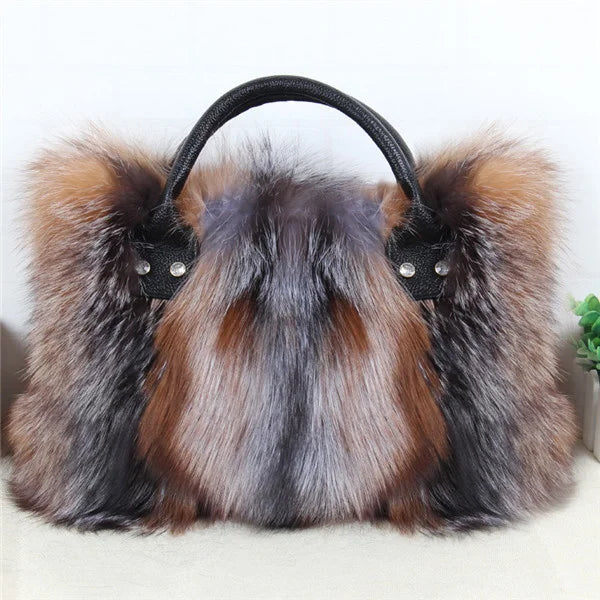 NEW Arrivals Luxury Real Fox Fur Bag Woman Crossbody Bags Furry Casual Fur Handbag Shoulder Bags Clutch Bag Fuzzy Luxury Evening Party Travel Wedding Birthday Party Bag Ladies Luxury Fashion Apparel Accessories Clothing Suppl